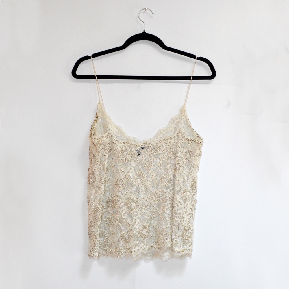 Beaded Sheer Lace Tank And Short Sleeve Cardigan - Picture 3 of 10